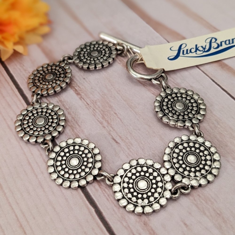Lucky Brand Medallion Silver Tone Bracelet NWT